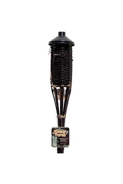 Kole Angle-Cut Island-Style Bamboo Wicker Outdoor Torch Dark Brown 60 Inch