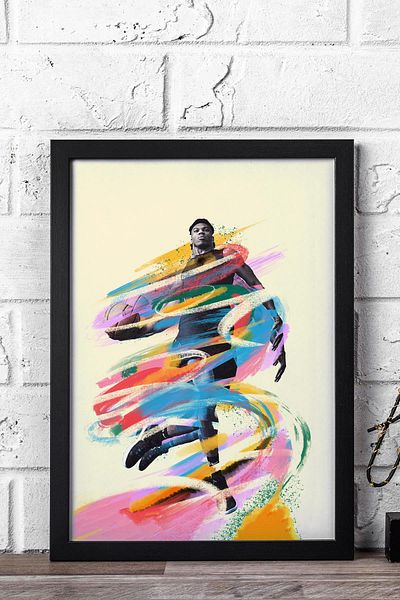 Saturn Giannis Antetokounmpo Framed Painting - Basketball Nba Poster Painting