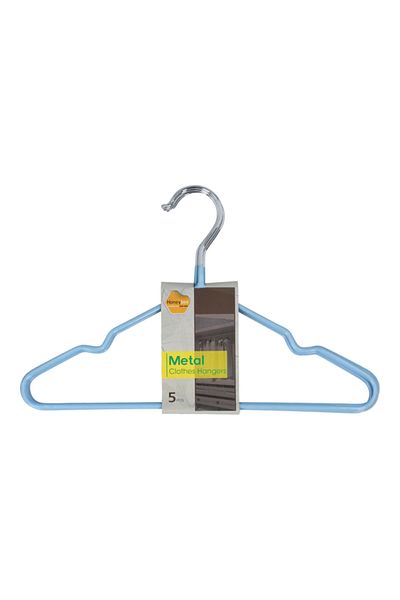 HONEYBEE 5-Piece Cloth Hanger Blue and Silver