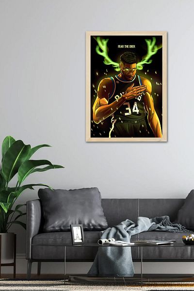 Saturn Pictură înrămată Giannis Antetokounmpo - Pictură poster NBA de baschet