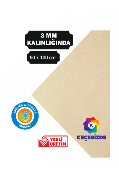 KeçeBizde KREM KALIN KEÇE 3 MM 50 X 100 CM EBATINDA