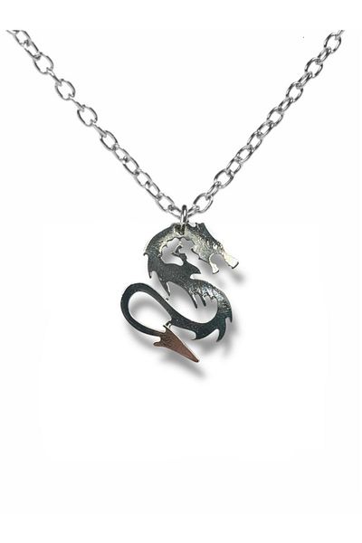 Herşey Nota Unisex Necklace with Dragon Figure – 60 cm Chain, Symbol of Power and Legendary Protection