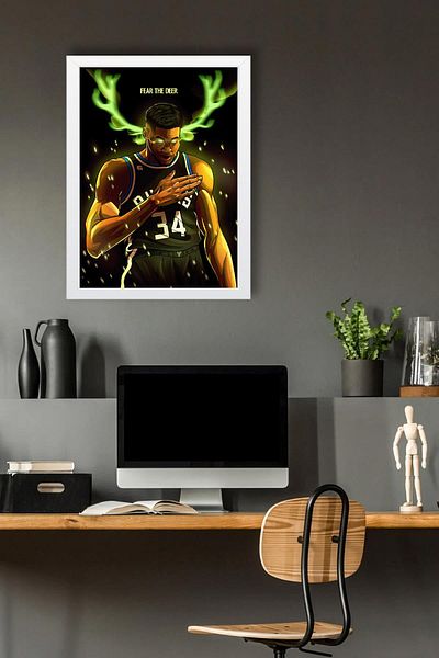Saturn Pictură înrămată Giannis Antetokounmpo - Pictură poster NBA de baschet