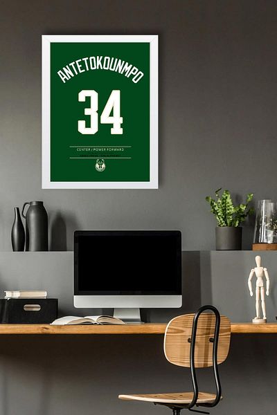Saturn Giannis Antetokounmpo Jersey Framed Painting - Nba Milwaukee Bucks Jersey