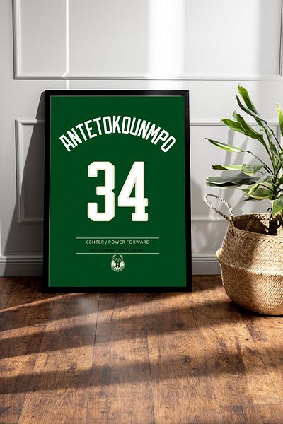 Saturn Giannis Antetokounmpo Jersey Framed Painting - Nba Milwaukee Bucks Jersey