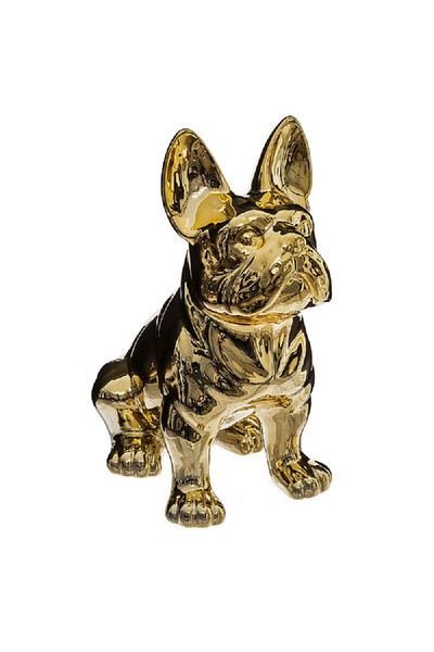 Atmosphera Contemporary Design Stoneware Decorative Bull Dog Statue Gold