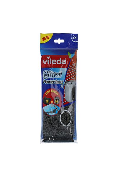 Vileda 2-Piece Innovative and Long-Lasting Glitzi Inox Power Scourer