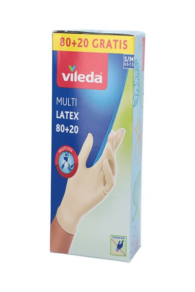 Vileda 100-Piece Disposable Multi-Purpose Latex Gloves Cream