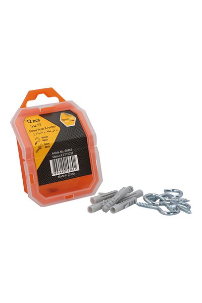 HONEYBEE 12-Piece Rust Resistant Screw Hook and Anchor Set Silver and Grey