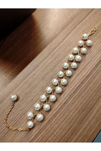 Shiklik MODA سوار من اللؤلؤ باللون الذهبي لتكملة أناقتك