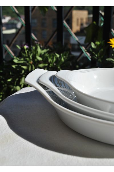 Qualitev 3 Size Porcelain Egg Dish Oven Dish Dessert Mold
