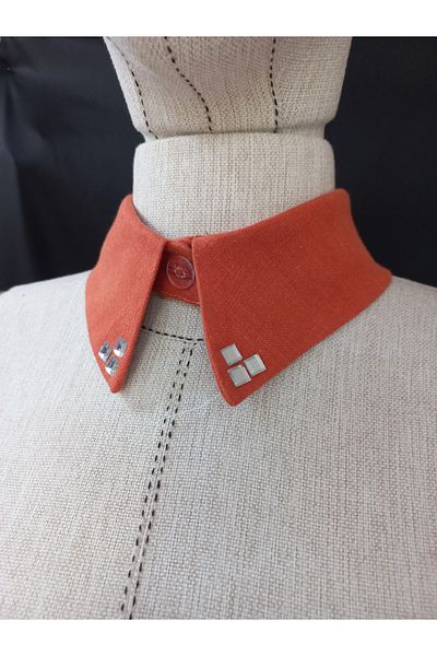es moda shop Bezia Stone Detailed Removable Linen Collar Tile