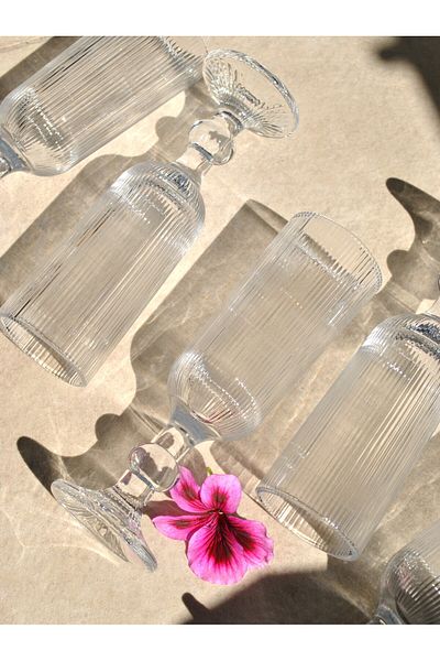 Qualitev 6 Pieces Footed Glass Goblet Coffee Side Water Glass - Champagne Glass