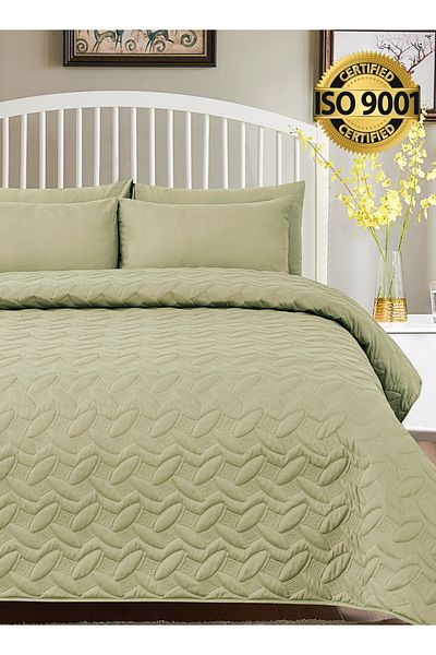 Master Home Textile Microfiber Bedspread Set Fits 200 x 200 cm Double Size Bed 4Pcs King Size Compressed Comforter Set