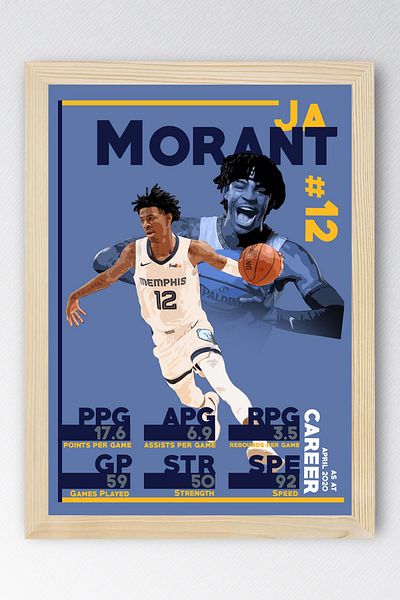 Saturn Ja Morant Framed Painting - Basketball Nba Poster Painting