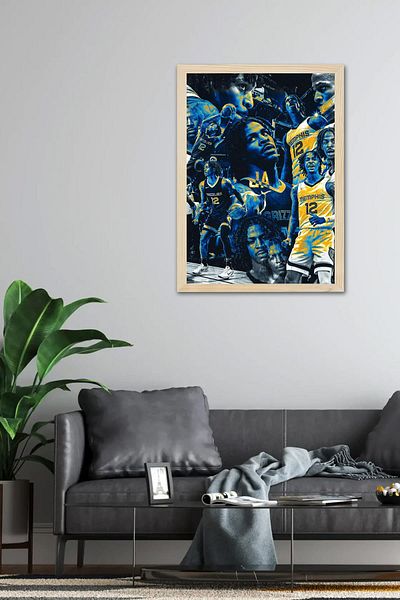 Saturn Ja Morant Framed Painting - Basketball Nba Poster Painting