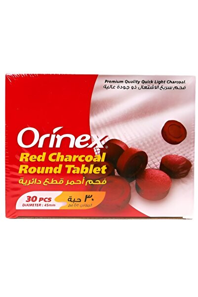 Orinex 30 قطعة من أقراص الفحم الدائرية سريعة الإضاءة عالية الجودة باللون الأحمر مقاس 45 مم