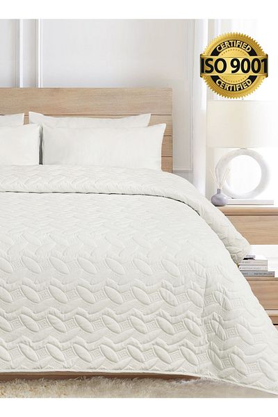 Master Home Textile Microfiber Bedspread Set Fits 200 x 200 cm Double Size Bed 4Pcs King Size Compressed Comforter Set