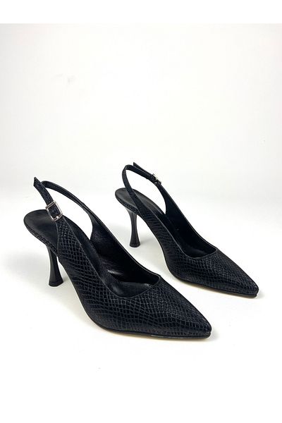 Gloriys Ayakkabı & Çanta Black Patterned 9 cm High-Heeled Shoes 01495