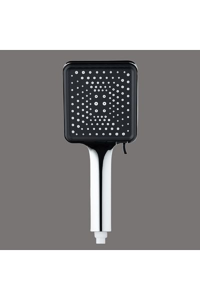 Voli Elegant and Modern Design Square Durable Handheld Shower Black and Chrome 15cm