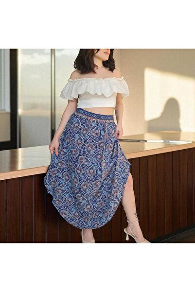 Pupa Bohem Tarzı Etnik Otantik Desenli Salaş Etek
