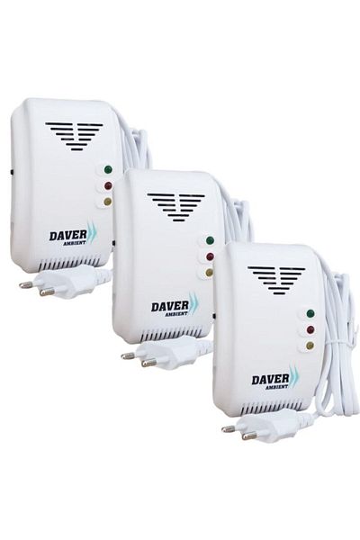 Daver Set cu trei detectoare de scurgeri de gaze, alimentate la 220V/50Hz și cu control prin electrovalvă (220V/50Hz sau 12V D)