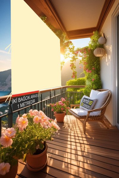 ViVeri 1 Sınıf Kornişli EnXBoy Her Ölçü Vardır Düz krem Balkon Perdesi Bağcık...