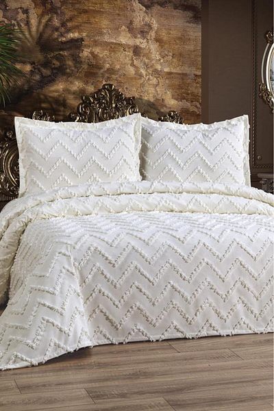 Çeyiz Diyarı Dowry Land Zigoks 3 Piece Double Pique Set Cream