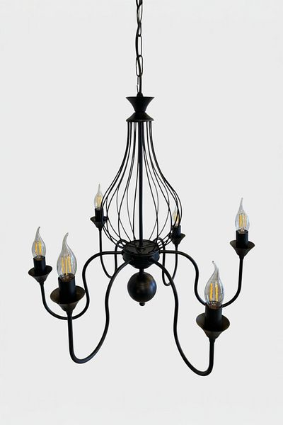 Favori Aydınlatma Magnolia Black Metal Body Classic 6 Arm Chandelier