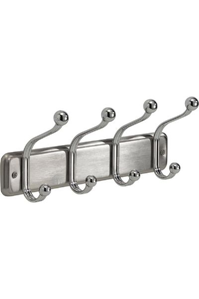 Interdesign York Lyra Durable Wall Mount Storage Hook Rack Chrome