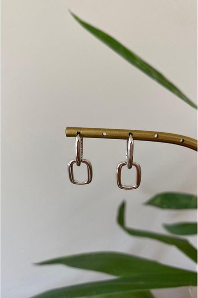 marsel aksesuar Xuping Minimal Paperclip Silver Earrings