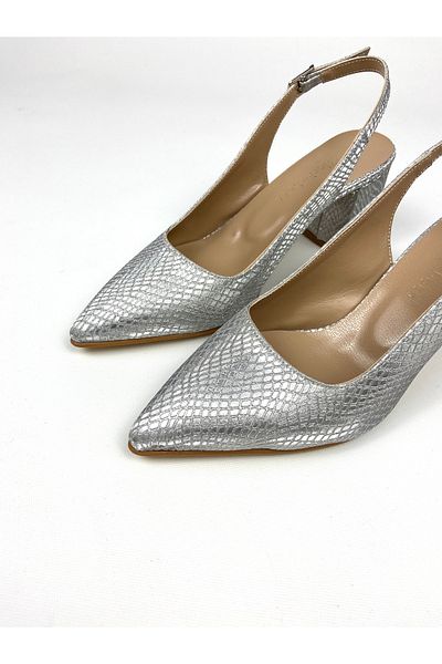 Gloriys Ayakkabı & Çanta Silver Pattern 6 cm Thick Heel Shoes 01496