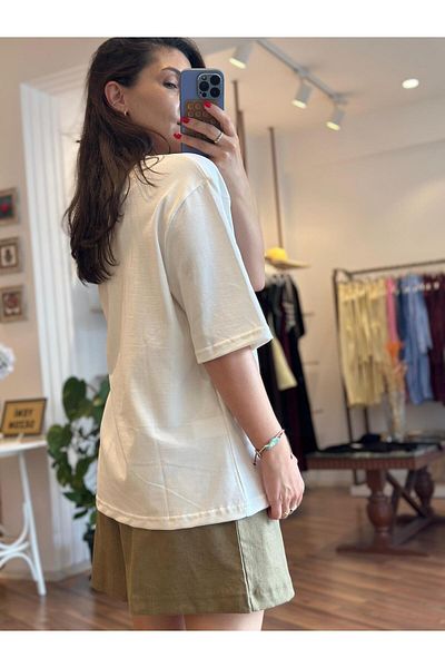 Unique Boutique Polo Neck Half Zipper Cream Colored Modal Fabric Dress