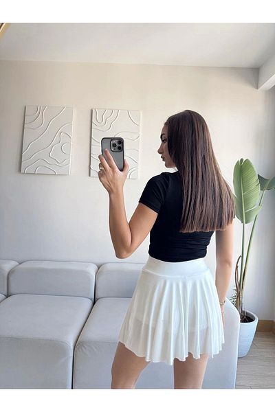 Zoom Butik Sandy Shorts Skirt - White