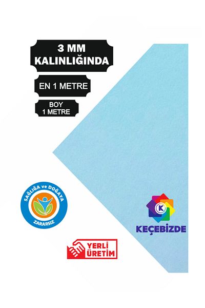 KeçeBizde Baby Blue Thick Felt 3 mm 1 Meter