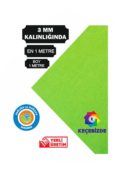 KeçeBizde Peanut Green Thick Felt 3 mm Thickness 1 Meter
