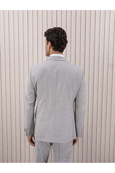 MUBE Erkek Likralı Slim Fit Sivri Yaka Yelekli Takım Elbise