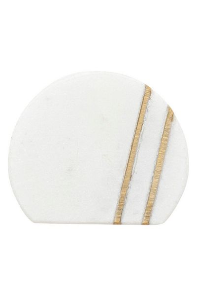 Atmosphera Maeva 2-Piece Marbel and Brass Furniture Knob Set White and Gold