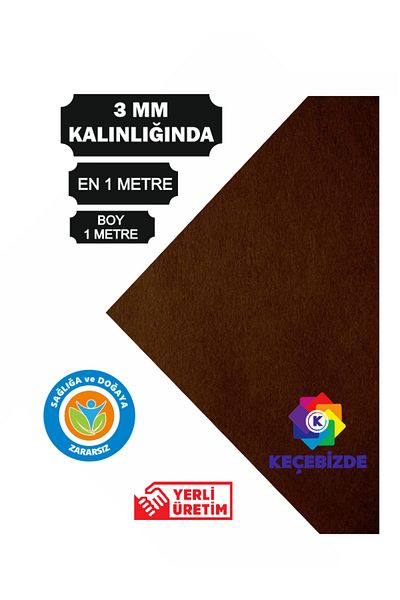 KeçeBizde Brown Thick Felt 3 mm Thickness 1 Meter