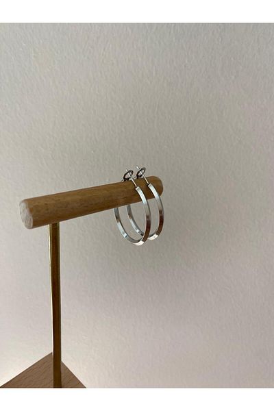 marsel aksesuar Medium Steel Hoop Earrings