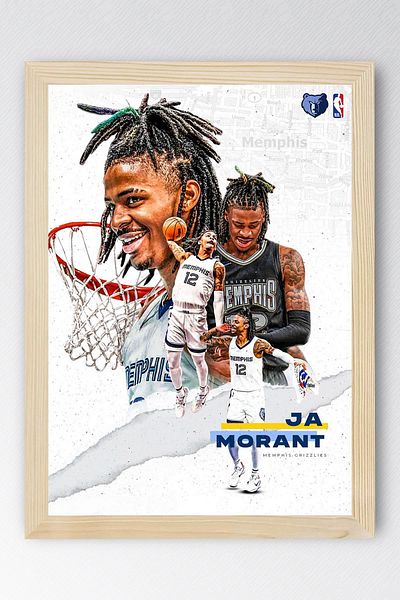 Saturn Pictură cu cadru Ja Morant - Poster NBA Memphis Grizzlies