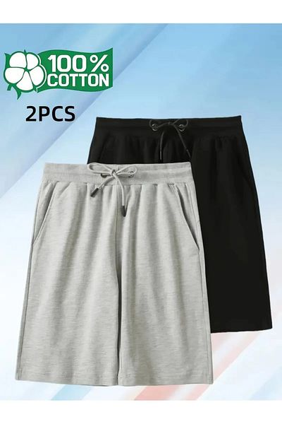 berfmoda 2 Pieces Black and Gray Shorts Anti-Sweat Fabric