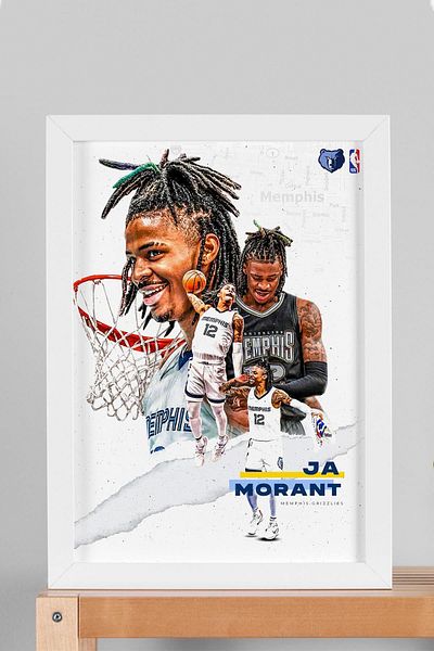Saturn Pictură cu cadru Ja Morant - Poster NBA Memphis Grizzlies
