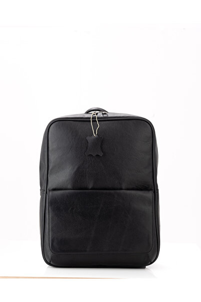 duarte deri Duarte Unisex Hakiki Deri Siyah Sırt Çantası