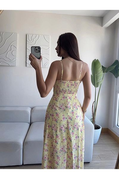Zoom Butik Strappy Floral Jessica Dress - Yellow