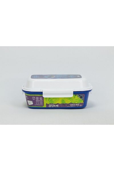 SUNCE Disney Stitch 4-Clip Closure Lunch Box Blue and White