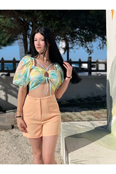 Tumtum Wear Pens Detailed Mini Shorts Salmon