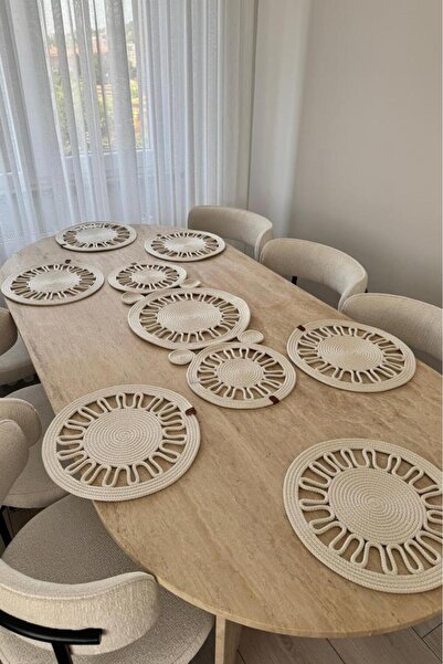 Çeyiz Diyarı Salin Lüks Jüt 7 Parça Yemek Takımı Krem