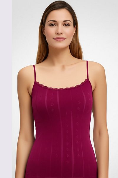 vory Women's White Thin Strap Jacquard Colorful Undershirt T-Shirt Vr.L20.23.123.Y01