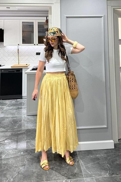 Banu Angay Kraşlı Skirt Yellow